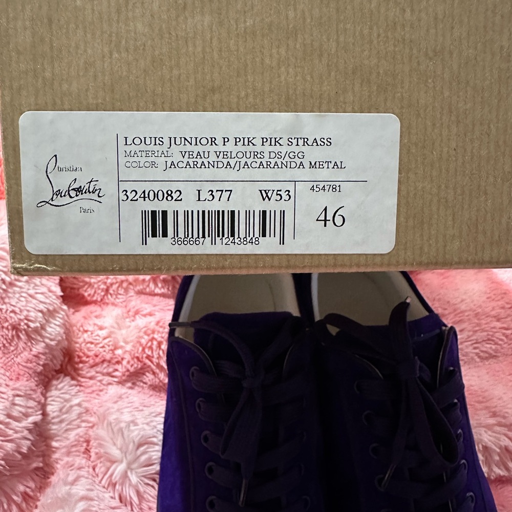 Christian Louboutin purple suede snakers with spikes and stones